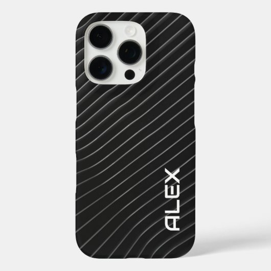 黒に白い対角ピンストライプ – ミニマリスト Case-Mate iPhoneケース (裏面)