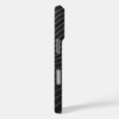 黒に白い対角ピンストライプ – ミニマリスト Case-Mate iPhoneケース (裏面 / 右)