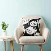 黒に白い花。 クッション (椅子)