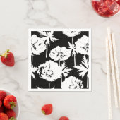 黒に白い花。 スタンダードカクテルナプキン (インサイチュ)
