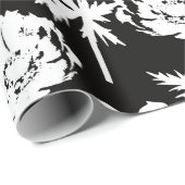 黒に白い花。 ラッピングペーパー (ロールコーナー)