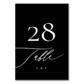 黒に白 |書道モダン結婚の テーブルナンバー (正面)