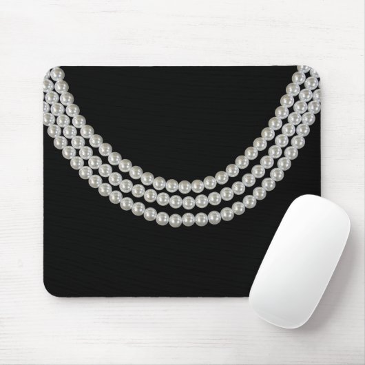 黒に真珠の列 マウスパッド (マウス)