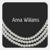 黒に真珠を並べたもの スクエアシール (正面)