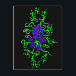 黒に紫のユリの花 ポストカード<br><div class="desc">ブラックパープルリリー花 – 抽象芸術ファンタジーレインボーアート – artDeco - Digitalwork by Krisi ArtKSZP >>>店頭の商品カテゴリー>>花 – ブルーメン>>ブラックリリー</div>