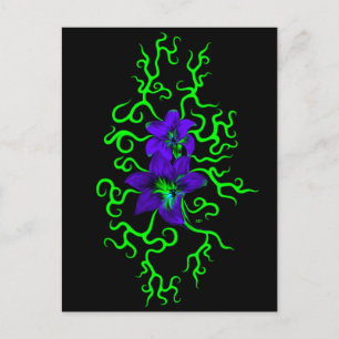 黒に紫のユリの花 ポストカード
