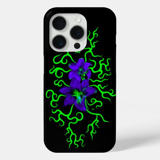 黒に紫のユリの花 Case-Mate iPhoneケース (裏面)