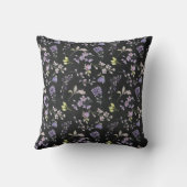 黒に紫の野動揺して花 クッション (裏面)