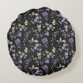 黒に紫の野花 ラウンドクッション (裏面)