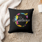 黒に絵を描名前をカスタムするを吹き付けるCスプレー クッション (ブランケット)