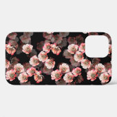 黒に継ぎ目無し開花牡丹 Case-Mate iPhoneケース (裏面 (横))