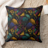 黒に緑のアンティークの花 クッション (ブランケット)