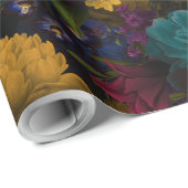 黒に緑のアンティークの花 ラッピングペーパー (ロールコーナー)