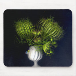 黒に緑のハート マウスパッド