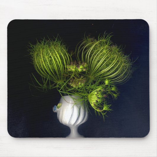 黒に緑のハート マウスパッド (正面)