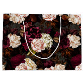 黒に緑のバロックアンティーク牡丹の花 ラージペーパーバッグ (裏面)