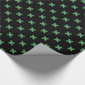 黒に緑の十字縫い ラッピングペーパー (角)