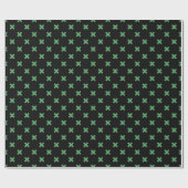 黒に緑の十字縫い ラッピングペーパー (フラット)