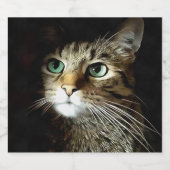 黒に緑の目を孤立させたタビー猫 ビールラベル (シングルラベル)