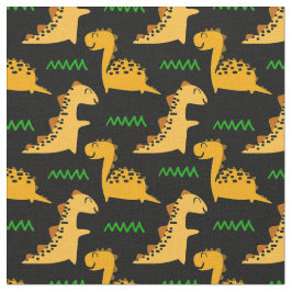 黒に緑を付けた茶色の恐竜 ファブリック