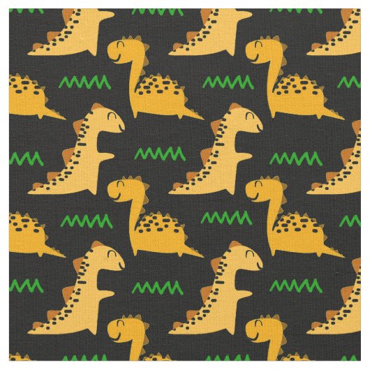 黒に緑を付けた茶色の恐竜 ファブリック (クローズアップ)