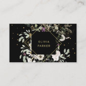 黒に繊細な野の花 名刺 (正面)