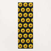 黒に美しいひまわり模様 ヨガマット (正面)