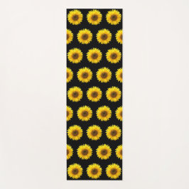 黒に美しいひまわり模様 ヨガマット