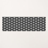 黒に美しい白い生命の花模様 ヨガマット (正面(横))