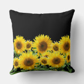 黒に美しい黄色のひまわり クッション (裏面)