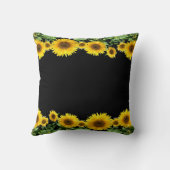 黒に美しい黄色のひまわり クッション (裏面)