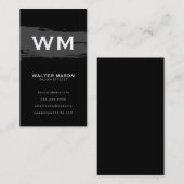 黒に芸術的ブラシ付きグレー 名刺 (正面/裏面)