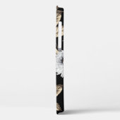 黒に茶色の葉柄のかわいい灰色の花 Case-Mate iPhoneケース (裏面 / 左)