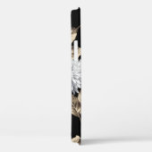 黒に茶色の葉柄のかわいい灰色の花 Case-Mate iPhoneケース (裏面 / 右)