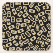 黒に茶色の麻雀 スクエアペーパーコースター (正面)