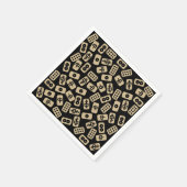 黒に茶色の麻雀 スタンダードカクテルナプキン (角)