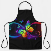 黒に虹鮮やかの蝶が付いた無限遠  エプロン (正面)