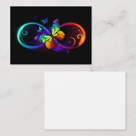 黒に虹鮮やかの蝶が付いた無限遠 ノートカード (正面/裏面)