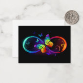 黒に虹鮮やかの蝶が付いた無限遠 ノートカード (正面/裏面インサイチュ)