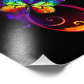 黒に虹鮮やかの蝶が付いた無限遠 フォトプリント            (角)