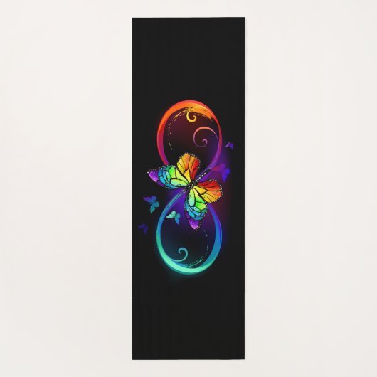 黒に虹鮮やかの蝶が付いた無限遠  ヨガマット (裏面)