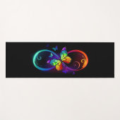 黒に虹鮮やかの蝶が付いた無限遠  ヨガマット (正面(横))