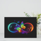 黒に虹鮮やかの蝶が付いた無限遠  便箋 (スタンド正面)