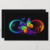 黒に虹鮮やかの蝶が付いた無限遠  便箋 (正面/裏面)