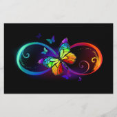 黒に虹鮮やかの蝶が付いた無限遠  便箋 (正面)