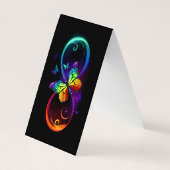 黒に虹鮮やかの蝶が付いた無限遠 名刺 (裏面)