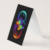 黒に虹鮮やかの蝶が付いた無限遠 名刺 (正面)