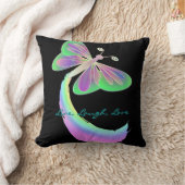 黒に蝶が羽ばたく音：メンディ クッション (ブランケット)