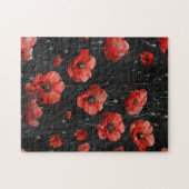 黒に赤いケシ ジグソーパズル (横)