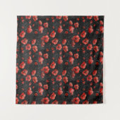 黒に赤いケシ タペストリー (正面(横))